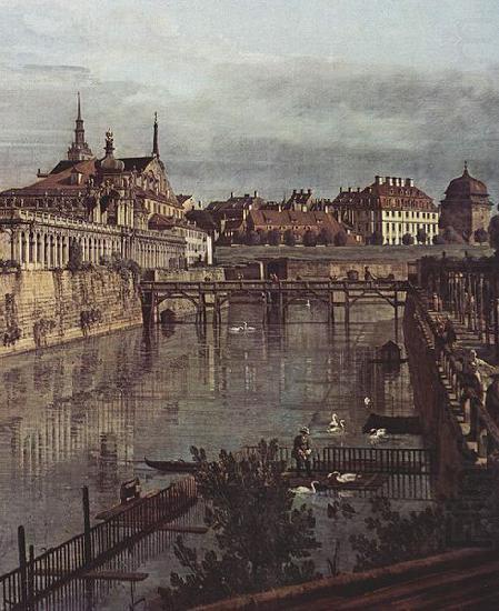 Bernardo Bellotto Ansicht von Dresden, Der alte Wassergraben des Zwingers, von der Orangerie Richtung Stadt aus gesehen china oil painting image